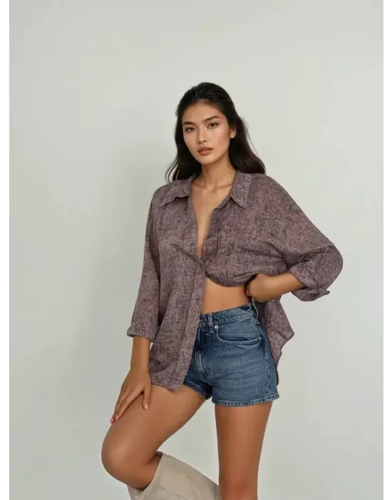 Tensel Desenli Gömlek S7331