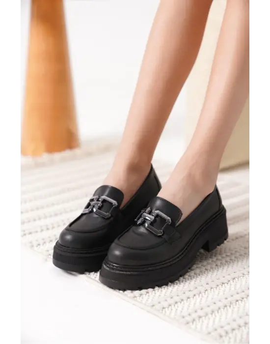 Terry Cilt Siyah Kadın Loafer