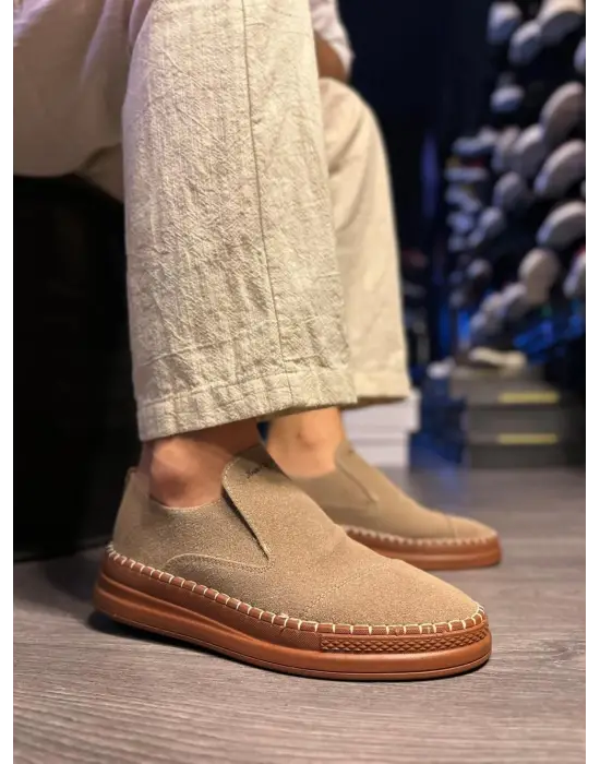 Terzi Bey Bağcıksız Mevsimlik Süet Ayakkabı 019 Camel (süet)