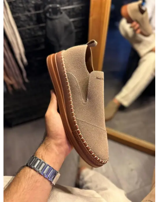 Terzi Bey Bağcıksız Mevsimlik Süet Ayakkabı 019 Camel (süet)