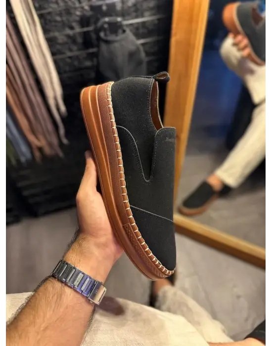 Terzi Bey Bağcıksız Mevsimlik Süet Ayakkabı 019 Siyah