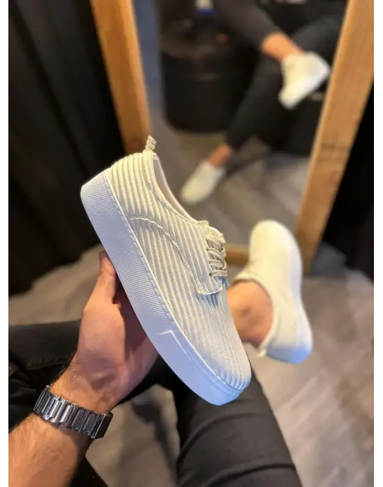 Terzi Bey Fitilli Desenli Günlük Ayakkabı 076 Beyaz