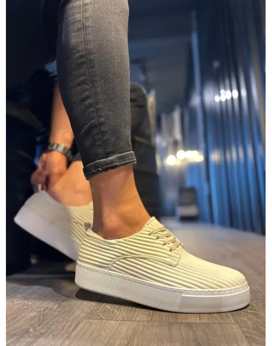 Terzi Bey Fitilli Desenli Günlük Ayakkabı 076 Beyaz