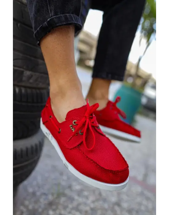 Terzi Bey Mevsimlik Keten Ayakkabı 008 Kırmızı