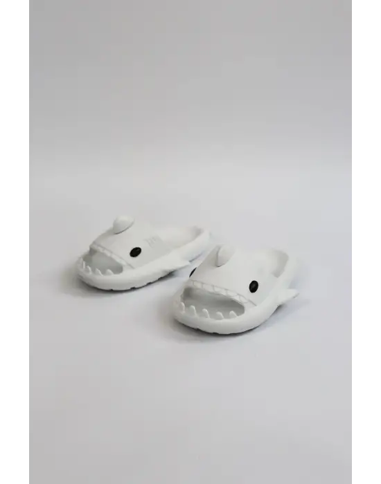 Terzi Bey  Tb500 Köpekbalığı Beyaz Unisex Tam Ortopedik Terlik Shark Slides Cocuk