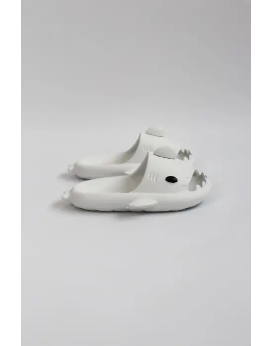 Terzi Bey  Tb500 Köpekbalığı Beyaz Unisex Tam Ortopedik Terlik Shark Slides Cocuk