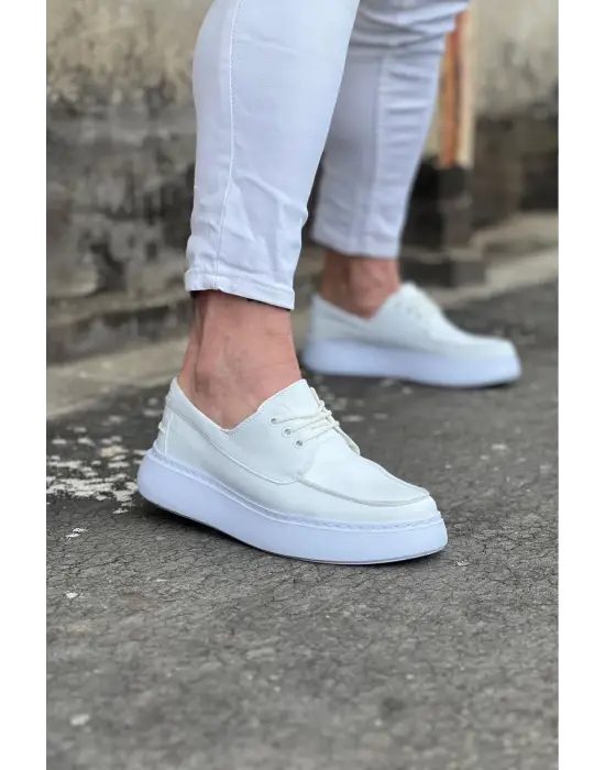 Terzi Bey Tb508 Beyaz Cilt Ortopedik Taban Erkek Casual Ayakkabı
