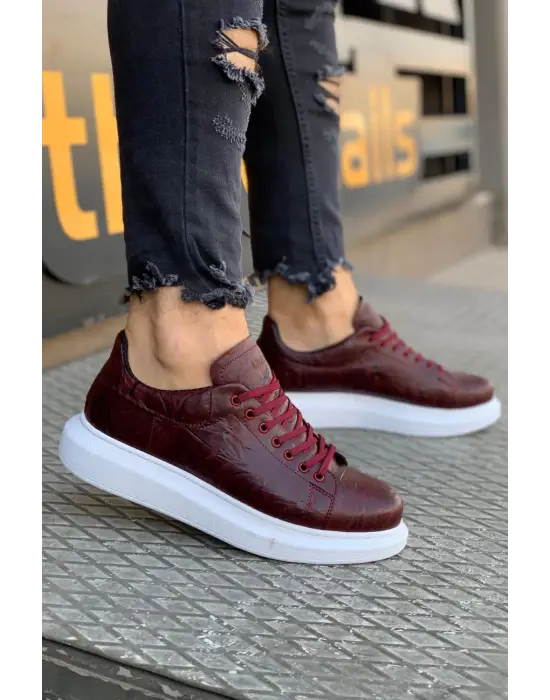 Terzi Bey Yüksek Taban Günlük Ayakkabı 044 Bordo (desenli)