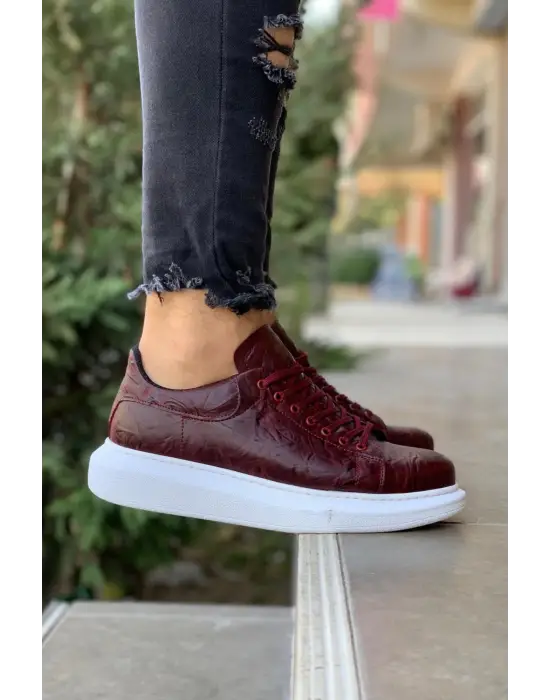 Terzi Bey Yüksek Taban Günlük Ayakkabı 044 Bordo (desenli)