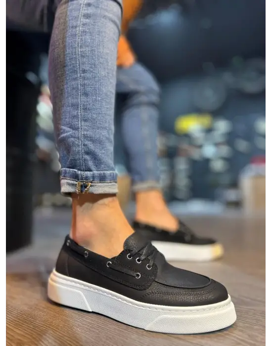 Terzi Bey Yüksek Taban Günlük Ayakkabı 700 Siyah (beyaz Taban)