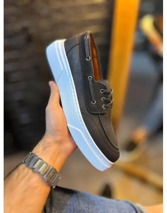 Terzi Bey Yüksek Taban Günlük Ayakkabı 700 Siyah (beyaz Taban)