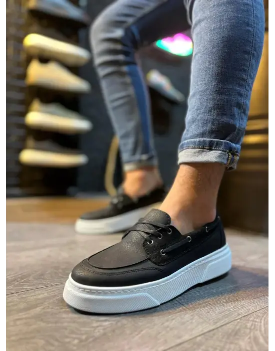 Terzi Bey Yüksek Taban Günlük Ayakkabı 700 Siyah (beyaz Taban)