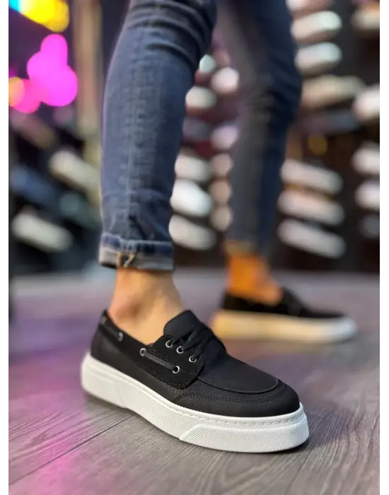 Terzi Bey Yüksek Taban Günlük Ayakkabı 700 Siyah (beyaz Taban)