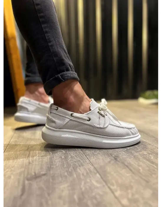 Terzi Bey Yüksek Taban Mevsimlik Keten Ayakkabı 009 Beyaz