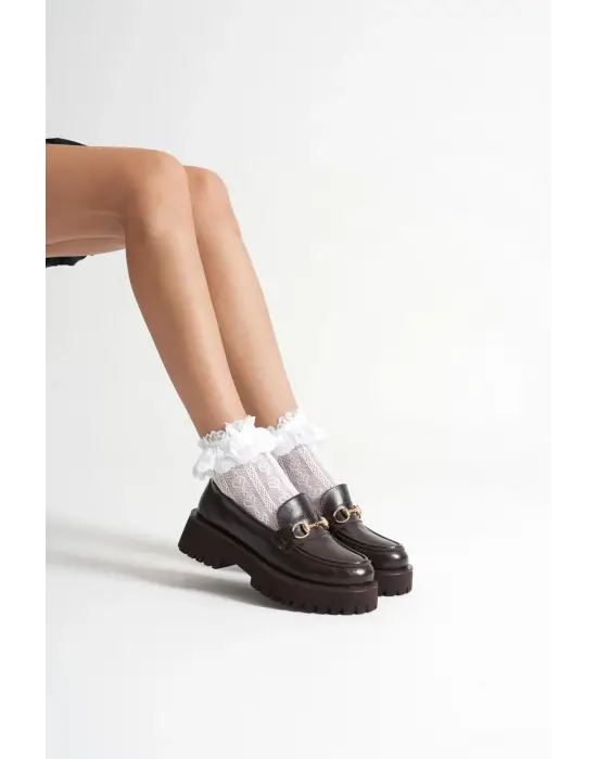 Toka Detaylı Acı Kahve Günlük Loafer Ayakkabı TR10MS04B