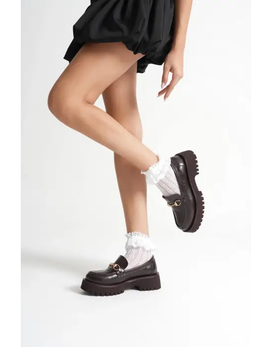 Toka Detaylı Acı Kahve Günlük Loafer Ayakkabı TR10MS04B