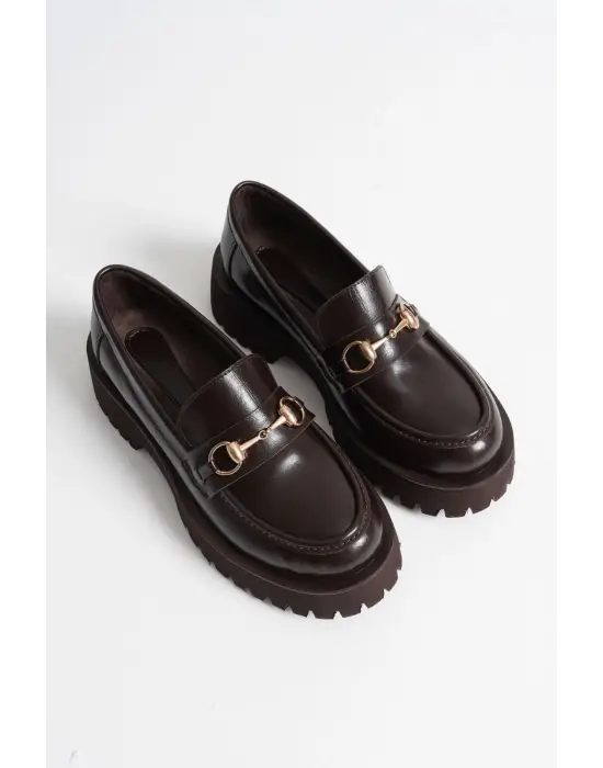 Toka Detaylı Acı Kahve Günlük Loafer Ayakkabı TR10MS04B