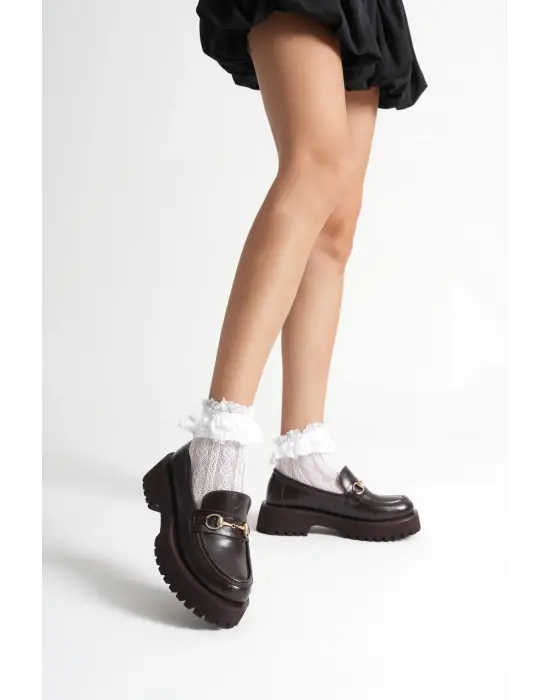 Toka Detaylı Acı Kahve Günlük Loafer Ayakkabı TR10MS04B