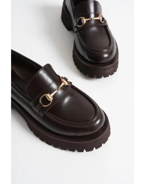 Toka Detaylı Acı Kahve Günlük Loafer Ayakkabı TR10MS04B