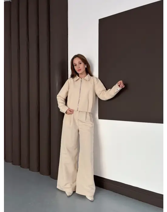 Trenç Takım Alt Üst Bej Ons