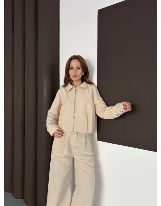 Trenç Takım Alt Üst Bej Ons