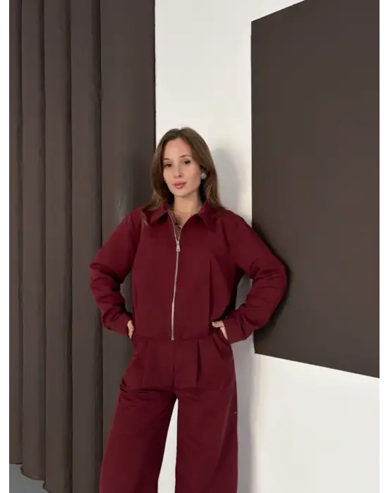 Trenç Takım Alt Üst Bordo Ons