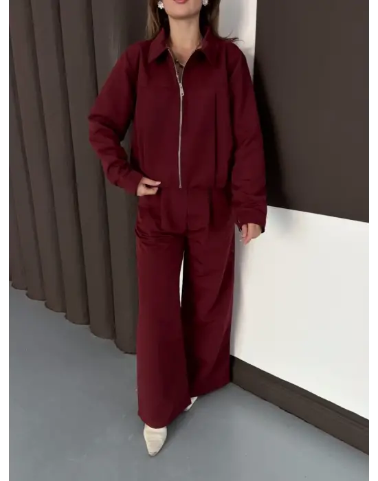 Trenç Takım Alt Üst Bordo Ons