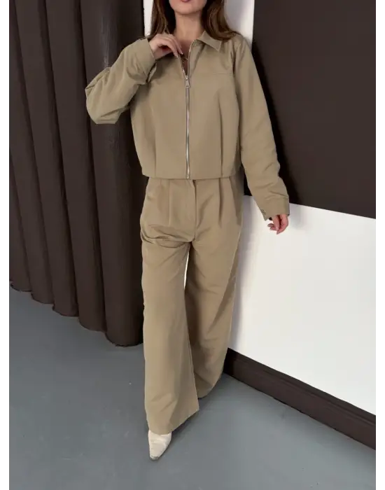 Trenç Takım Alt Üst Haki Ons