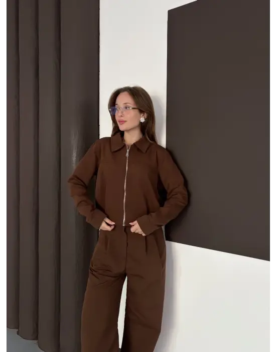 Trenç Takım Alt Üst Kahve Ons