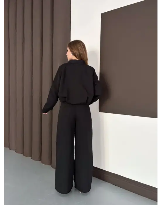 Trenç Takım Alt Üst Siyah Ons