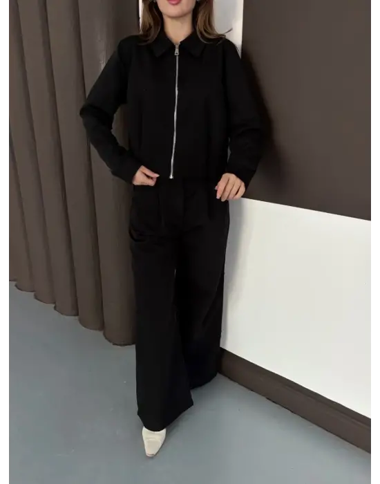Trenç Takım Alt Üst Siyah Ons