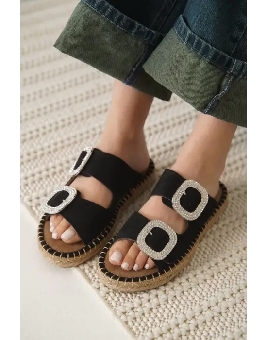 Süet Siyah Taşlı Kadın Terlik TR35MY05A