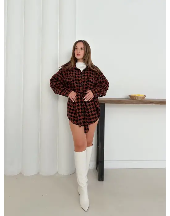 Uzun Kaşe Gömlek Kahvesiyah St255812