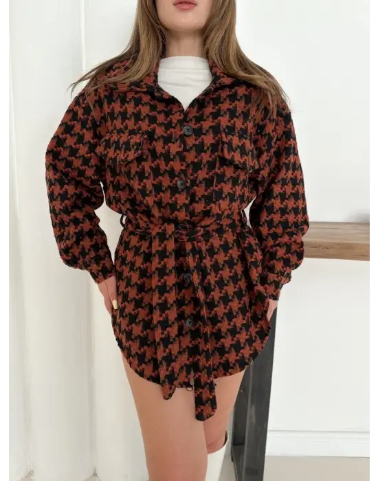 Uzun Kaşe Gömlek Kahvesiyah St255812