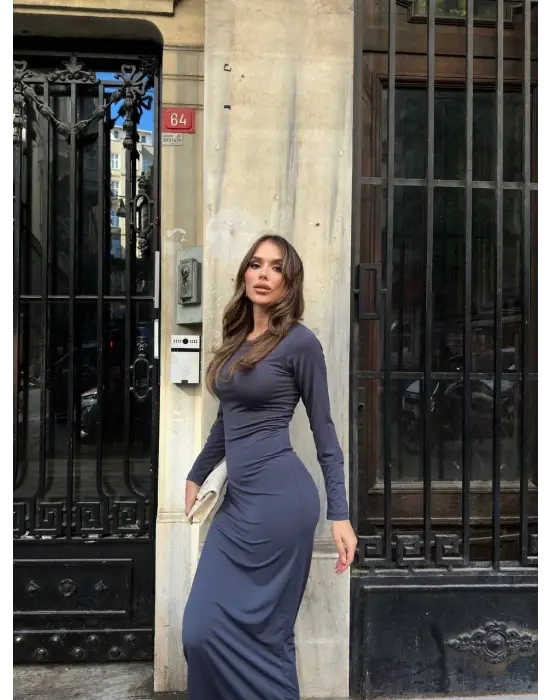 Uzun Kollu Uzun Elbise