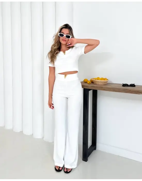 V Aksesuarlı Ottoman Takım Beyaz S255850