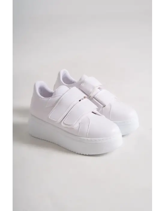 Valencıa Bağcıksız Cırt Cırtlı Ortopedik Taban Kadın Sneaker Spor Ayakkabı Bt - Beyaz