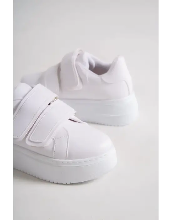 Valencıa Bağcıksız Cırt Cırtlı Ortopedik Taban Kadın Sneaker Spor Ayakkabı Bt - Beyaz