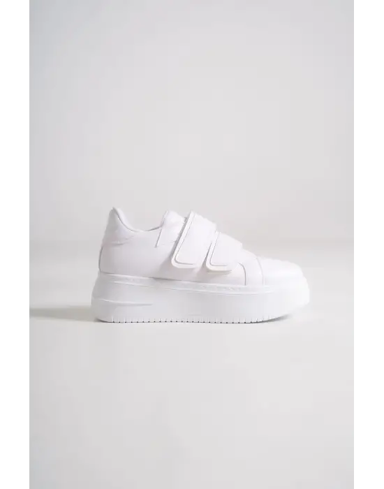 Valencıa Bağcıksız Cırt Cırtlı Ortopedik Taban Kadın Sneaker Spor Ayakkabı Bt - Beyaz