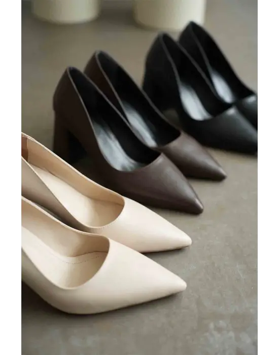 Valeria Acı Kahve Cilt Kadın Topuklu Ayakkabı