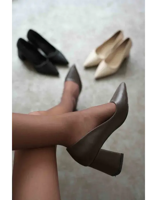 Valeria Acı Kahve Cilt Kadın Topuklu Ayakkabı