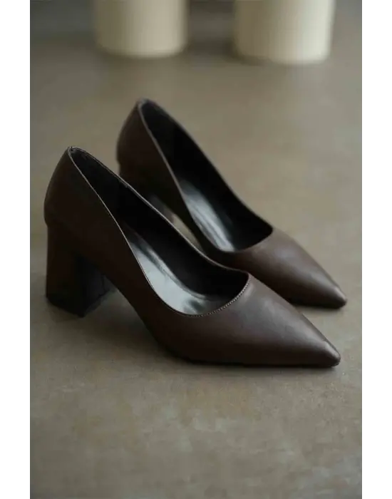 Valeria Acı Kahve Cilt Kadın Topuklu Ayakkabı