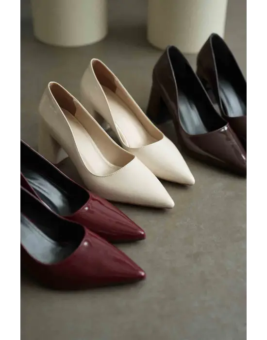 Valeria Acı Kahve Rugan Kadın Topuklu Ayakkabı