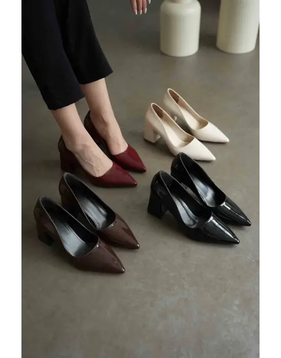 Valeria Acı Kahve Rugan Kadın Topuklu Ayakkabı