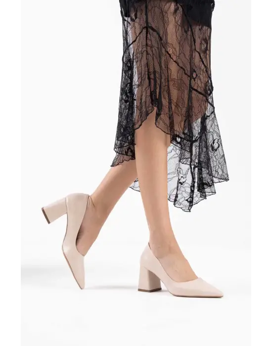 Valeria Bej Cilt Kadın Topuklu Ayakkabı