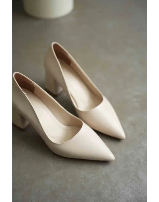 Valeria Bej Cilt Kadın Topuklu Ayakkabı