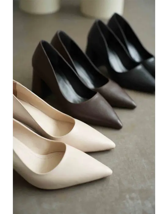 Valeria Bej Cilt Kadın Topuklu Ayakkabı