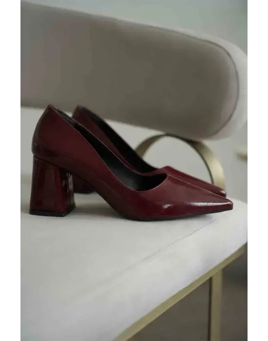 Valeria Bordo Rugan Kadın Topuklu Ayakkabı