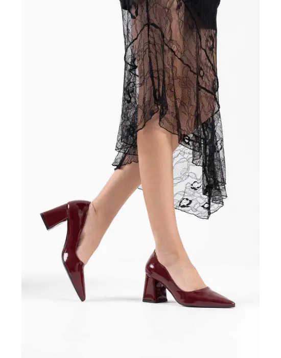 Valeria Bordo Rugan Kadın Topuklu Ayakkabı