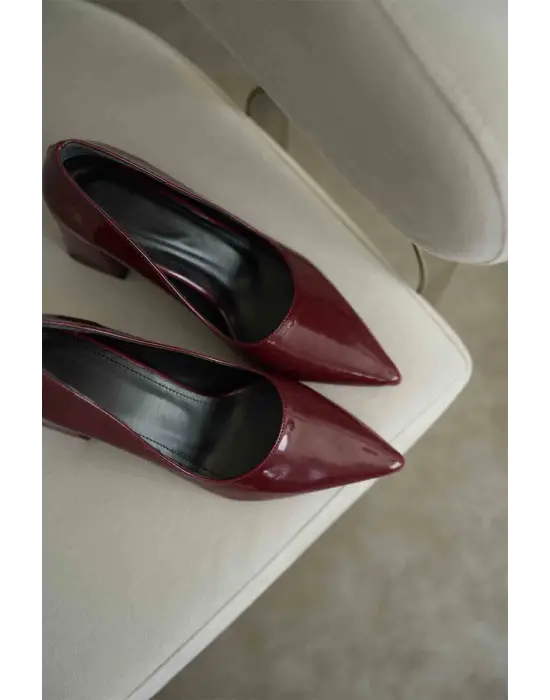 Valeria Bordo Rugan Kadın Topuklu Ayakkabı